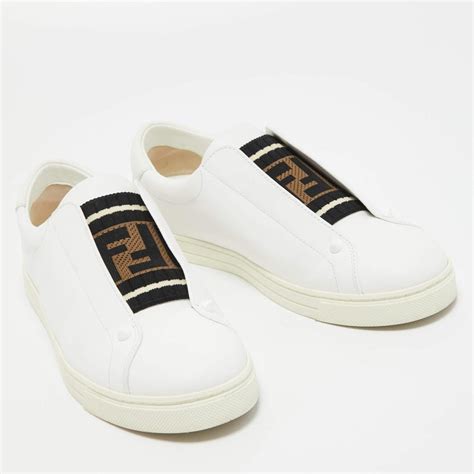 white fendi rockoko leather slip-on sneakers 650.00|Fendi Rockoko Knit Sock Sneakers .